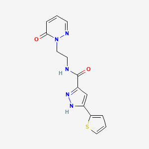 molecular formula C14H13N5O2S B2892863 N-(2-(6-oxopyridazin-1(6H)-yl)ethyl)-3-(thiophen-2-yl)-1H-pyrazole-5-carboxamide CAS No. 1240264-30-5
