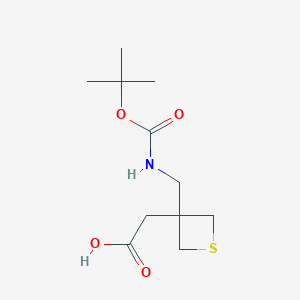 molecular formula C11H19NO4S B2892864 2-(3-(((tert-Butoxycarbonyl)amino)methyl)thietan-3-yl)acetic acid CAS No. 1823267-71-5