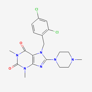 molecular formula C19H22Cl2N6O2 B2892870 7-(2,4-dichlorobenzyl)-1,3-dimethyl-8-(4-methyl-1-piperazinyl)-3,7-dihydro-1H-purine-2,6-dione CAS No. 359908-14-8