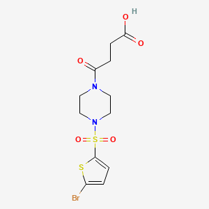 molecular formula C12H15BrN2O5S2 B2892876 4-{4-[(5-Bromothiophen-2-yl)sulfonyl]piperazin-1-yl}-4-oxobutanoic acid CAS No. 888111-57-7