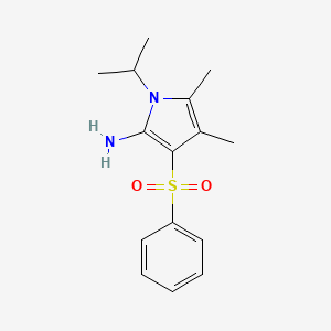 molecular formula C15H20N2O2S B2892882 1-isopropyl-4,5-dimethyl-3-(phenylsulfonyl)-1H-pyrrol-2-amine CAS No. 924834-47-9