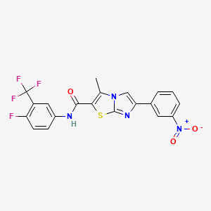 molecular formula C20H12F4N4O3S B2892885 N-(4-fluoro-3-(trifluoromethyl)phenyl)-3-methyl-6-(3-nitrophenyl)imidazo[2,1-b]thiazole-2-carboxamide CAS No. 941963-58-2