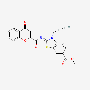 molecular formula C23H16N2O5S B2892887 Ethyl 2-(4-oxochromene-2-carbonyl)imino-3-prop-2-ynyl-1,3-benzothiazole-6-carboxylate CAS No. 865180-92-3