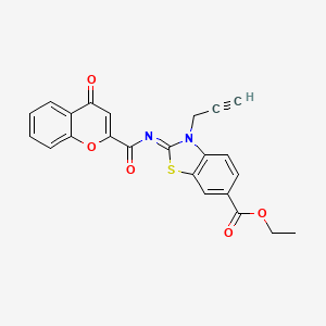 molecular formula C23H16N2O5S B2892887 ethyl (2Z)-2-[(4-oxo-4H-chromene-2-carbonyl)imino]-3-(prop-2-yn-1-yl)-2,3-dihydro-1,3-benzothiazole-6-carboxylate CAS No. 865180-92-3