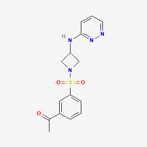 molecular formula C15H16N4O3S B2892890 1-[3-({3-[(Pyridazin-3-yl)amino]azetidin-1-yl}sulfonyl)phenyl]ethan-1-one CAS No. 2097924-76-8