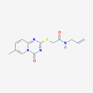 molecular formula C13H14N4O2S B2892899 2-(7-methyl-4-oxopyrido[1,2-a][1,3,5]triazin-2-yl)sulfanyl-N-prop-2-enylacetamide CAS No. 896325-56-7