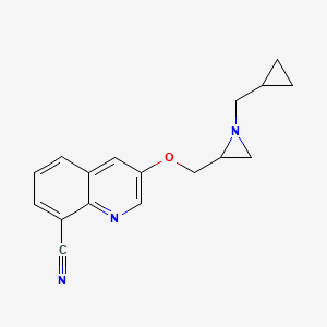 molecular formula C17H17N3O B2892910 3-[[1-(Cyclopropylmethyl)aziridin-2-yl]methoxy]quinoline-8-carbonitrile CAS No. 2411258-05-2
