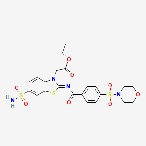 molecular formula C22H24N4O8S3 B2892915 (Z)-ethyl 2-(2-((4-(morpholinosulfonyl)benzoyl)imino)-6-sulfamoylbenzo[d]thiazol-3(2H)-yl)acetate CAS No. 865247-69-4