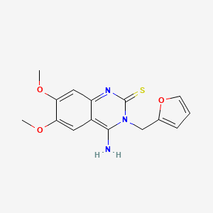 molecular formula C15H15N3O3S B2892916 3-(2-furylmethyl)-4-imino-6,7-dimethoxy-3,4-dihydro-2(1H)-quinazolinethione CAS No. 439121-03-6