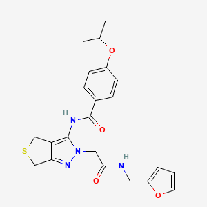 molecular formula C22H24N4O4S B2892924 N-(2-(2-((furan-2-ylmethyl)amino)-2-oxoethyl)-4,6-dihydro-2H-thieno[3,4-c]pyrazol-3-yl)-4-isopropoxybenzamide CAS No. 1105217-11-5