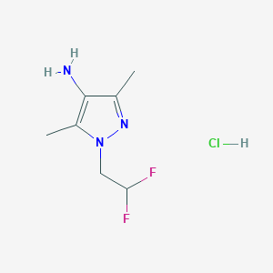 molecular formula C7H12ClF2N3 B2892931 1-(2,2-Difluoroethyl)-3,5-dimethyl-1H-pyrazol-4-amine hydrochloride CAS No. 1197239-39-6