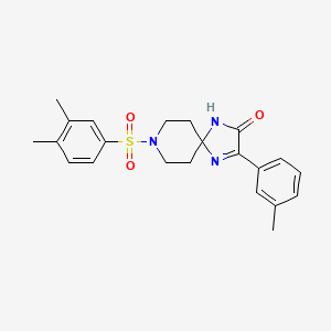molecular formula C22H25N3O3S B2892933 8-((3,4-Dimethylphenyl)sulfonyl)-3-(m-tolyl)-1,4,8-triazaspiro[4.5]dec-3-en-2-one CAS No. 1184989-87-4