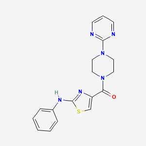 molecular formula C18H18N6OS B2892935 (2-(Phenylamino)thiazol-4-yl)(4-(pyrimidin-2-yl)piperazin-1-yl)methanone CAS No. 1105219-46-2