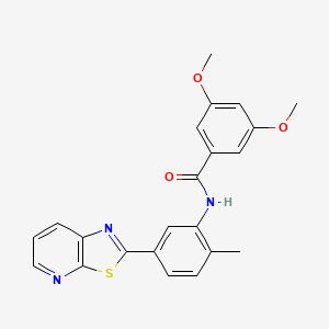 molecular formula C22H19N3O3S B2892944 3,5-dimethoxy-N-(2-methyl-5-(thiazolo[5,4-b]pyridin-2-yl)phenyl)benzamide CAS No. 863593-95-7