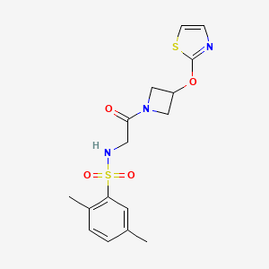 molecular formula C16H19N3O4S2 B2892948 2,5-dimethyl-N-(2-oxo-2-(3-(thiazol-2-yloxy)azetidin-1-yl)ethyl)benzenesulfonamide CAS No. 1796957-64-6