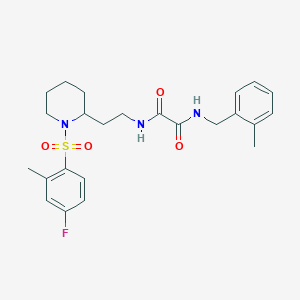 molecular formula C24H30FN3O4S B2892956 N1-(2-(1-((4-氟-2-甲基苯基)磺酰基)哌啶-2-基)乙基)-N2-(2-甲基苄基)草酰胺 CAS No. 898427-07-1