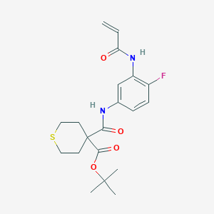 molecular formula C20H25FN2O4S B2892958 Tert-butyl 4-[[4-fluoro-3-(prop-2-enoylamino)phenyl]carbamoyl]thiane-4-carboxylate CAS No. 2361823-20-1