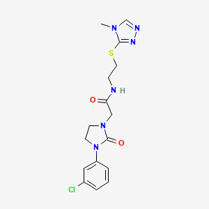 molecular formula C16H19ClN6O2S B2892962 2-(3-(3-chlorophenyl)-2-oxoimidazolidin-1-yl)-N-(2-((4-methyl-4H-1,2,4-triazol-3-yl)thio)ethyl)acetamide CAS No. 1323568-66-6