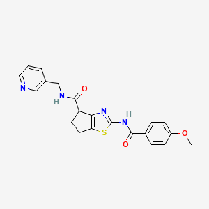 2-(4-methoxybenzamido)-N-(pyridin-3-ylmethyl)-5,6-dihydro-4H-cyclopenta[d]thiazole-4-carboxamide