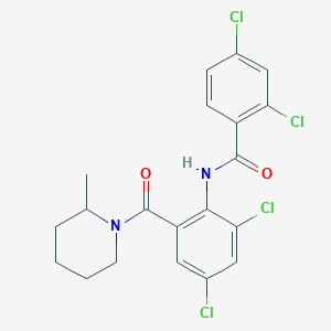 molecular formula C20H18Cl4N2O2 B289297 2,4-dichloro-N-{2,4-dichloro-6-[(2-methyl-1-piperidinyl)carbonyl]phenyl}benzamide 