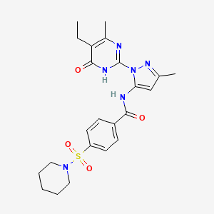 N-(1-(5-ethyl-4-methyl-6-oxo-1,6-dihydropyrimidin-2-yl)-3-methyl-1H-pyrazol-5-yl)-4-(piperidin-1-ylsulfonyl)benzamide