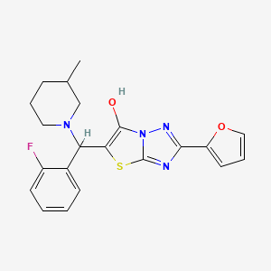 molecular formula C21H21FN4O2S B2892987 5-((2-Fluorophenyl)(3-methylpiperidin-1-yl)methyl)-2-(furan-2-yl)thiazolo[3,2-b][1,2,4]triazol-6-ol CAS No. 887221-48-9