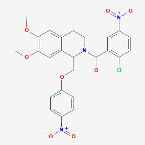 molecular formula C25H22ClN3O8 B2892989 (2-chloro-5-nitrophenyl)(6,7-dimethoxy-1-((4-nitrophenoxy)methyl)-3,4-dihydroisoquinolin-2(1H)-yl)methanone CAS No. 449765-91-7