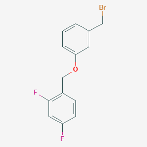 molecular formula C14H11BrF2O B2892993 1-{[3-(Bromomethyl)phenoxy]methyl}-2,4-difluorobenzene CAS No. 1275557-33-9