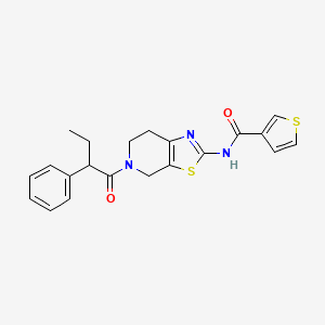 molecular formula C21H21N3O2S2 B2893008 N-(5-(2-phenylbutanoyl)-4,5,6,7-tetrahydrothiazolo[5,4-c]pyridin-2-yl)thiophene-3-carboxamide CAS No. 1428367-02-5