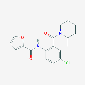 molecular formula C18H19ClN2O3 B289302 N-{4-chloro-2-[(2-methyl-1-piperidinyl)carbonyl]phenyl}-2-furamide 