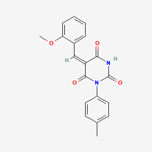 molecular formula C19H16N2O4 B2893023 (5E)-5-[(2-methoxyphenyl)methylidene]-1-(4-methylphenyl)-1,3-diazinane-2,4,6-trione CAS No. 330844-97-8