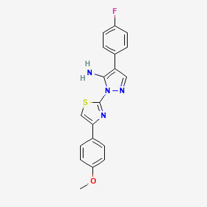 molecular formula C19H15FN4OS B2893037 4-(4-氟苯基)-1-[4-(4-甲氧基苯基)-1,3-噻唑-2-基]-1H-吡唑-5-胺 CAS No. 955966-79-7