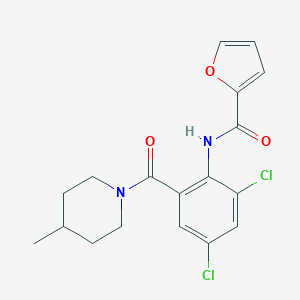 molecular formula C18H18Cl2N2O3 B289304 N-{2,4-dichloro-6-[(4-methyl-1-piperidinyl)carbonyl]phenyl}-2-furamide 