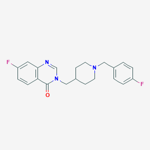 molecular formula C21H21F2N3O B2893045 7-Fluoro-3-[[1-[(4-fluorophenyl)methyl]piperidin-4-yl]methyl]quinazolin-4-one CAS No. 2415633-46-2