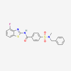 molecular formula C22H18FN3O3S2 B2893060 4-[苄基(甲基)磺酰胺]-N-(4-氟-1,3-苯并噻唑-2-基)苯甲酰胺 CAS No. 851080-12-1