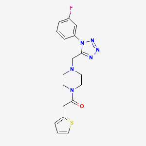 molecular formula C18H19FN6OS B2893064 1-(4-((1-(3-fluorophenyl)-1H-tetrazol-5-yl)methyl)piperazin-1-yl)-2-(thiophen-2-yl)ethanone CAS No. 1021254-22-7