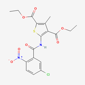 molecular formula C18H17ClN2O7S B2893066 5-[(5-氯-2-硝基苯甲酰)氨基]-3-甲基噻吩-2,4-二甲酸二乙酯 CAS No. 330215-36-6
