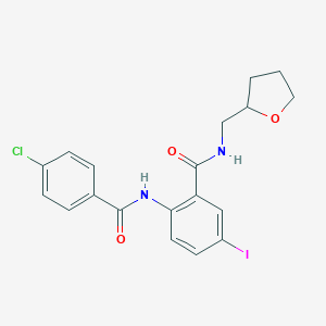 molecular formula C19H18ClIN2O3 B289307 2-[(4-chlorobenzoyl)amino]-5-iodo-N-(tetrahydro-2-furanylmethyl)benzamide 
