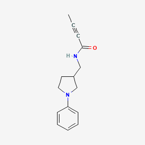 molecular formula C15H18N2O B2893078 N-[(1-Phenylpyrrolidin-3-yl)methyl]but-2-ynamide CAS No. 2411271-10-6