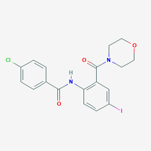 molecular formula C18H16ClIN2O3 B289308 4-chloro-N-[4-iodo-2-(4-morpholinylcarbonyl)phenyl]benzamide 