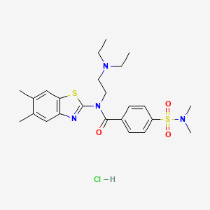 molecular formula C24H33ClN4O3S2 B2893088 N-(2-(diethylamino)ethyl)-N-(5,6-dimethylbenzo[d]thiazol-2-yl)-4-(N,N-dimethylsulfamoyl)benzamide hydrochloride CAS No. 1216870-11-9