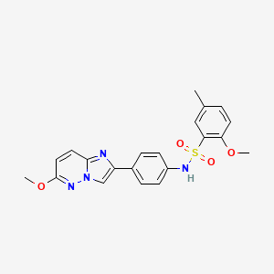 molecular formula C21H20N4O4S B2893096 2-methoxy-N-(4-(6-methoxyimidazo[1,2-b]pyridazin-2-yl)phenyl)-5-methylbenzenesulfonamide CAS No. 952999-03-0
