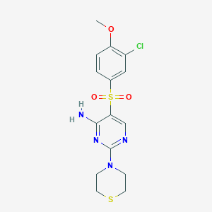 molecular formula C15H17ClN4O3S2 B2893104 5-((3-Chloro-4-methoxyphenyl)sulfonyl)-2-thiomorpholinopyrimidin-4-amine CAS No. 1251606-83-3