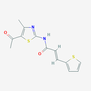 molecular formula C13H12N2O2S2 B2893106 (E)-N-(5-acetyl-4-methylthiazol-2-yl)-3-(thiophen-2-yl)acrylamide CAS No. 476308-17-5