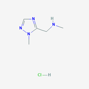 molecular formula C5H11ClN4 B2893111 N-Methyl-1-(2-methyl-1,2,4-triazol-3-yl)methanamine;hydrochloride CAS No. 2375269-57-9