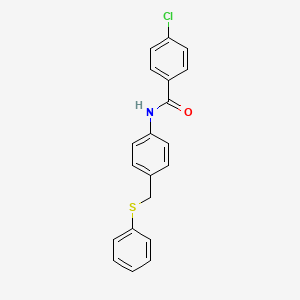 molecular formula C20H16ClNOS B2893122 4-chloro-N-{4-[(phenylsulfanyl)methyl]phenyl}benzenecarboxamide CAS No. 321431-74-7