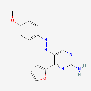 molecular formula C15H13N5O2 B2893123 4-(2-呋喃基)-5-[2-(4-甲氧基苯基)偶氮基]-2-嘧啶胺 CAS No. 338414-27-0