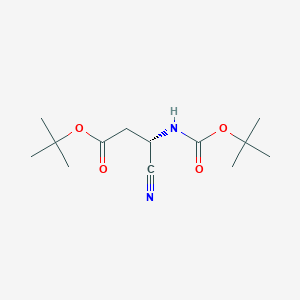 molecular formula C13H22N2O4 B2893125 tert-butyl (3S)-3-{[(tert-butoxy)carbonyl]amino}-3-cyanopropanoate CAS No. 1198320-35-2