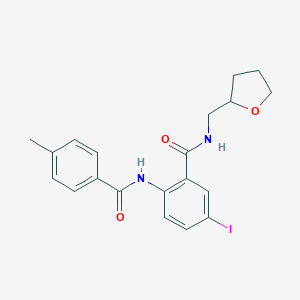 molecular formula C20H21IN2O3 B289313 5-iodo-2-[(4-methylbenzoyl)amino]-N-(tetrahydro-2-furanylmethyl)benzamide 