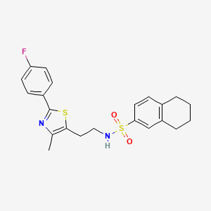 molecular formula C22H23FN2O2S2 B2893130 N-{2-[2-(4-fluorophenyl)-4-methyl-1,3-thiazol-5-yl]ethyl}-5,6,7,8-tetrahydronaphthalene-2-sulfonamide CAS No. 890958-79-9